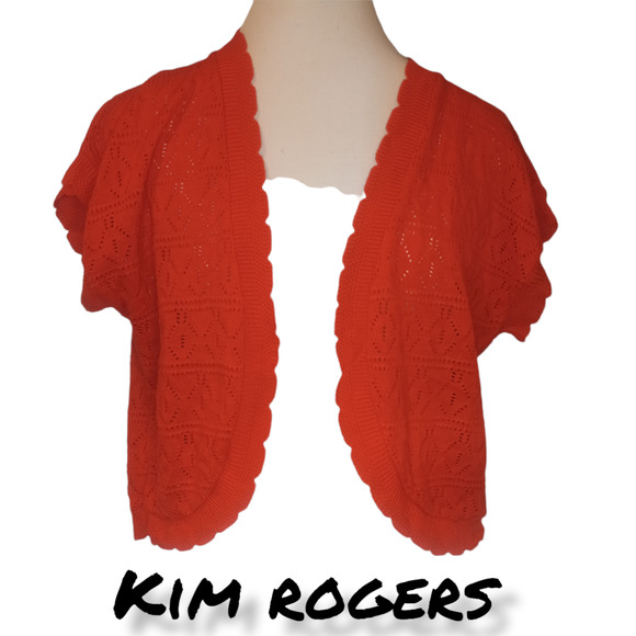 Kim Rogers Pink Knot Cropped Short Sleeve Open Front Cardigan Large - Picture 1 of 4